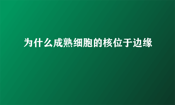 为什么成熟细胞的核位于边缘