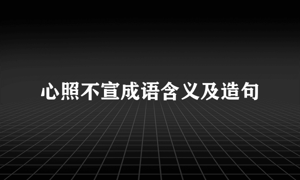 心照不宣成语含义及造句