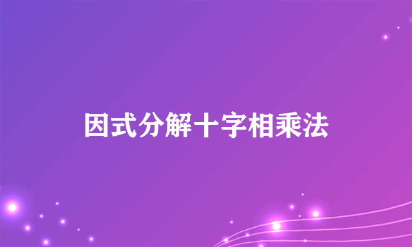 因式分解十字相乘法