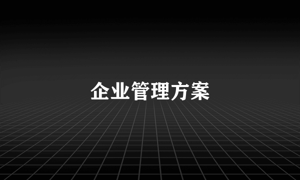 企业管理方案