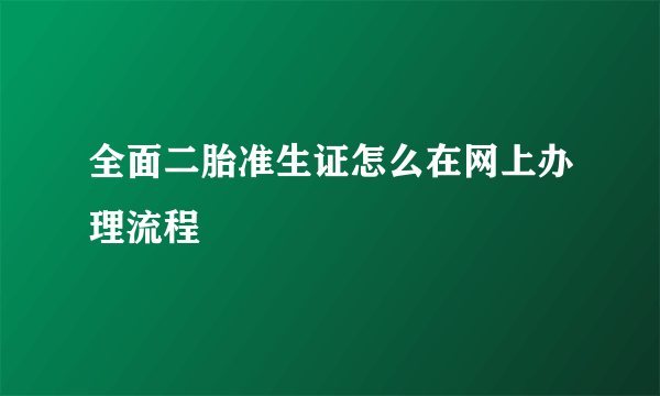 全面二胎准生证怎么在网上办理流程