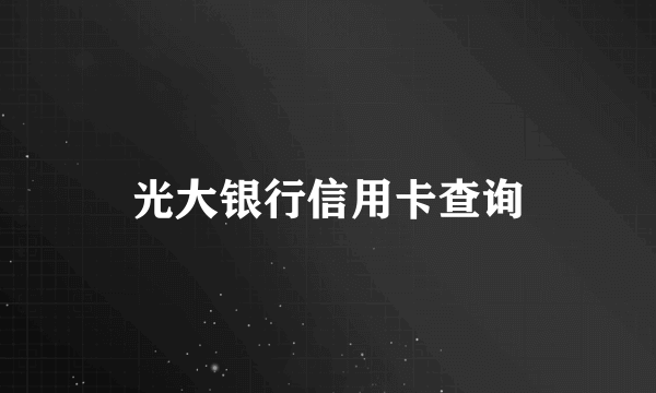 光大银行信用卡查询