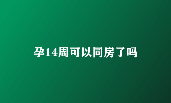 孕14周可以同房了吗