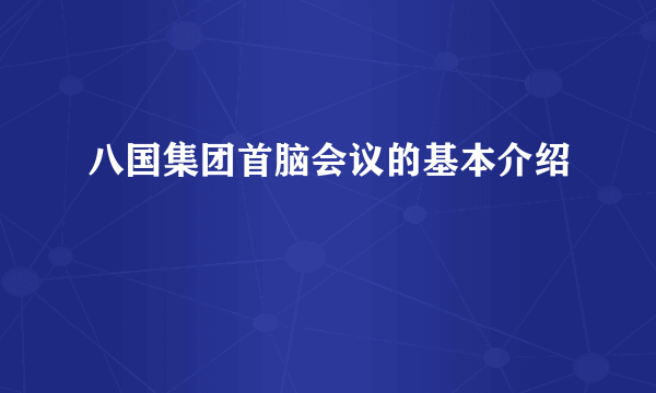 八国集团首脑会议的基本介绍