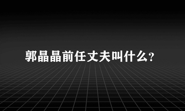 郭晶晶前任丈夫叫什么？