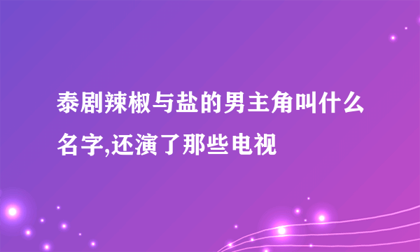 泰剧辣椒与盐的男主角叫什么名字,还演了那些电视