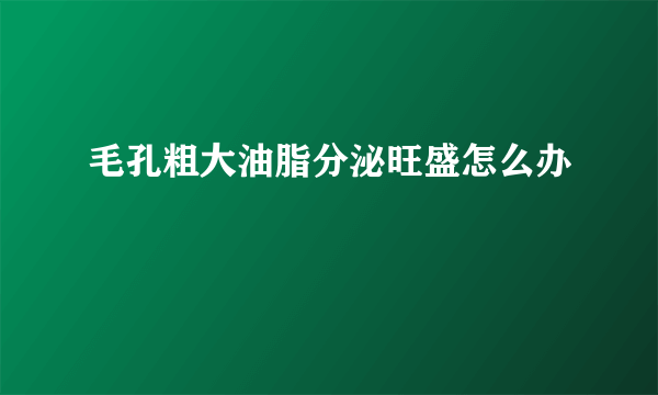 毛孔粗大油脂分泌旺盛怎么办