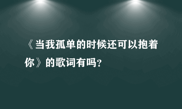 《当我孤单的时候还可以抱着你》的歌词有吗？