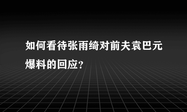 如何看待张雨绮对前夫袁巴元爆料的回应？