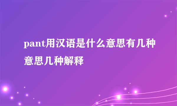 pant用汉语是什么意思有几种意思几种解释