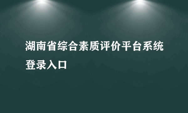 湖南省综合素质评价平台系统登录入口