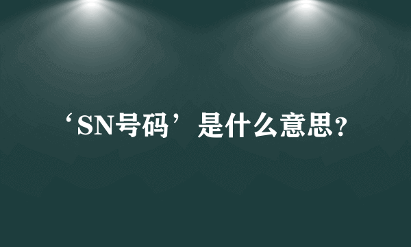 ‘SN号码’是什么意思？