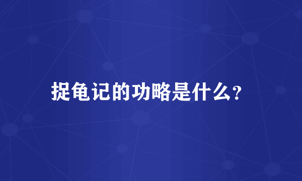 捉龟记的功略是什么？