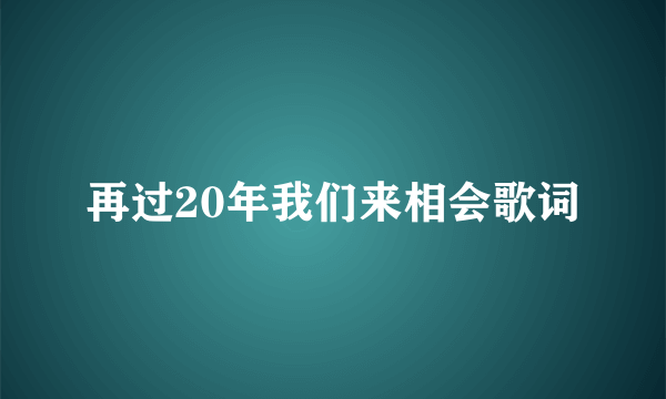 再过20年我们来相会歌词