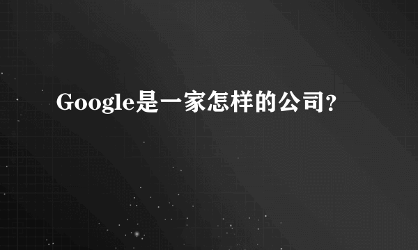 Google是一家怎样的公司？