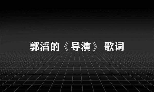 郭滔的《导演》 歌词