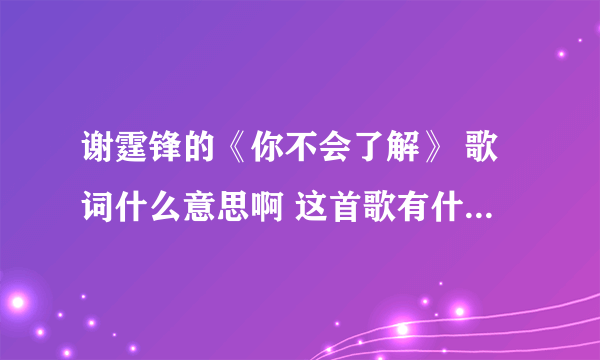 谢霆锋的《你不会了解》 歌词什么意思啊 这首歌有什么背景？