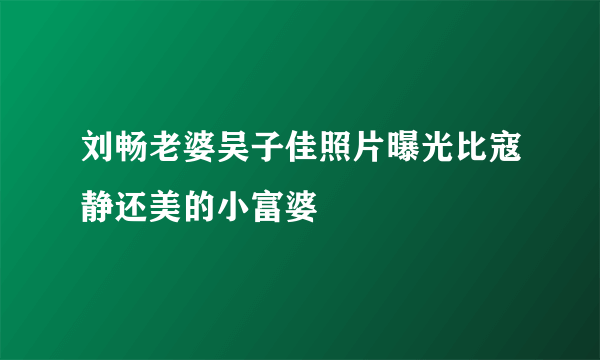 刘畅老婆吴子佳照片曝光比寇静还美的小富婆