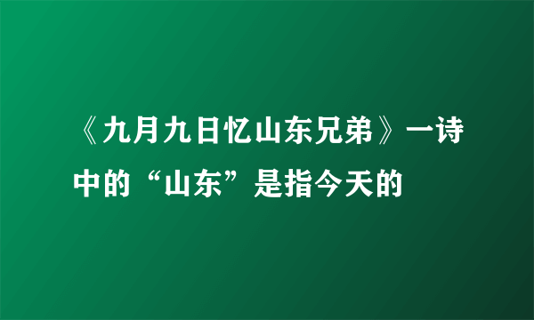 《九月九日忆山东兄弟》一诗中的“山东”是指今天的