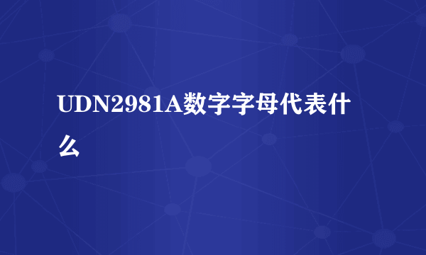 UDN2981A数字字母代表什么