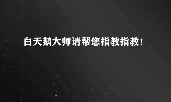 白天鹅大师请帮您指教指教！