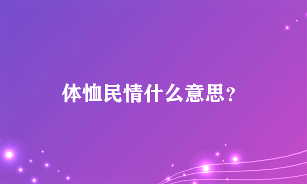 体恤民情什么意思？