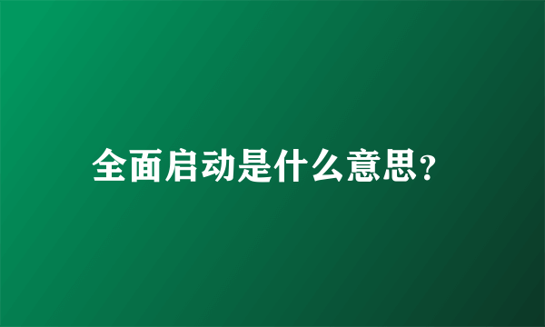 全面启动是什么意思？