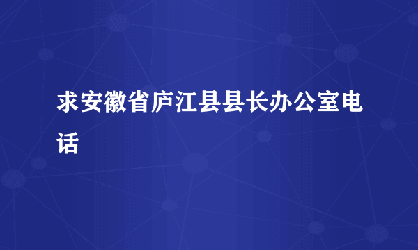 求安徽省庐江县县长办公室电话