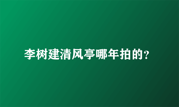 李树建清风亭哪年拍的？