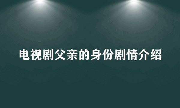 电视剧父亲的身份剧情介绍