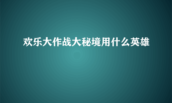 欢乐大作战大秘境用什么英雄