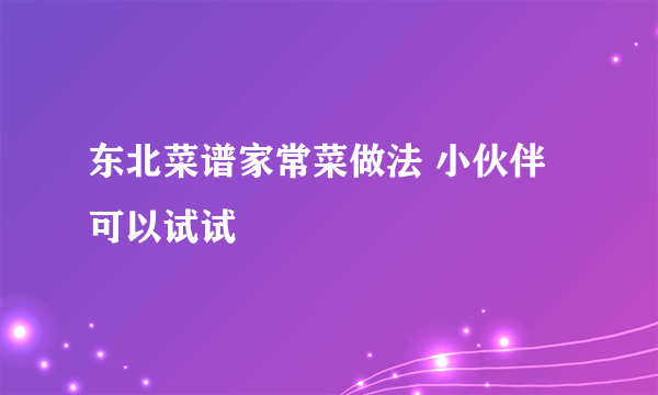 东北菜谱家常菜做法 小伙伴可以试试