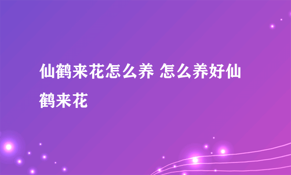 仙鹤来花怎么养 怎么养好仙鹤来花