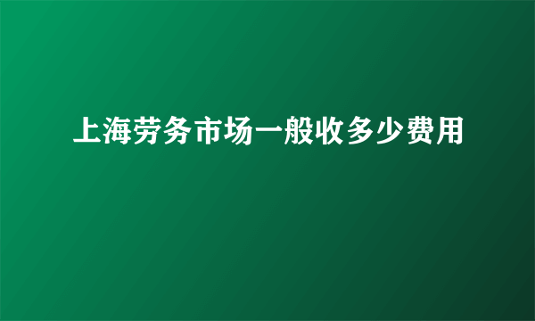 上海劳务市场一般收多少费用