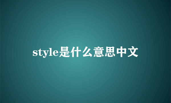 style是什么意思中文