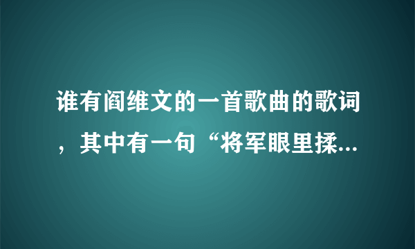 谁有阎维文的一首歌曲的歌词，其中有一句“将军眼里揉不进沙”