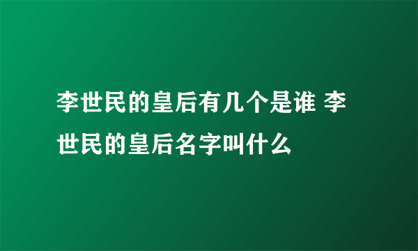 李世民的皇后有几个是谁 李世民的皇后名字叫什么