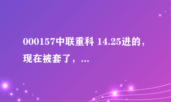 000157中联重科 14.25进的，现在被套了，该怎么操作啊，如果做长线的话，这股价格能到多少？