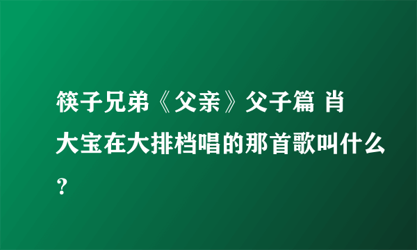 筷子兄弟《父亲》父子篇 肖大宝在大排档唱的那首歌叫什么？