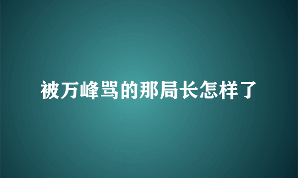 被万峰骂的那局长怎样了