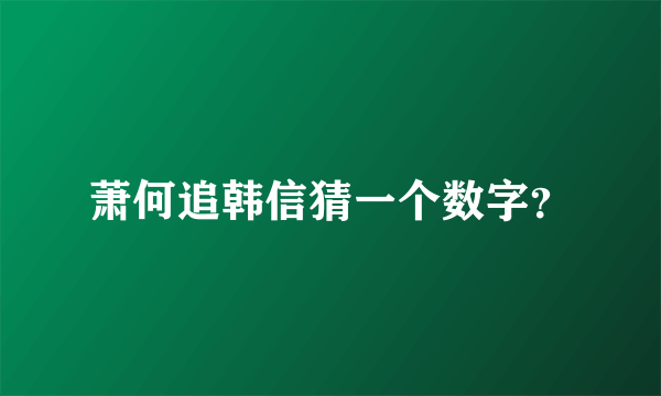 萧何追韩信猜一个数字？