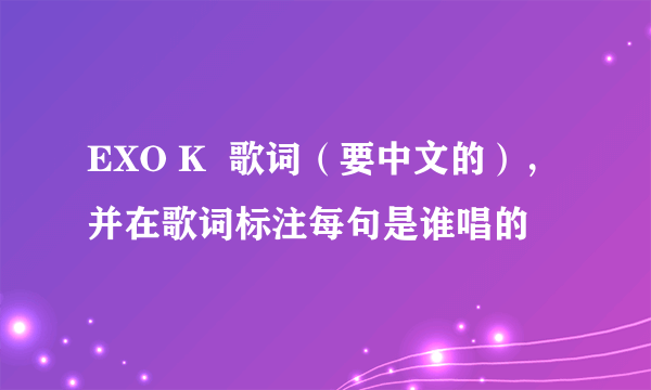 EXO K  歌词（要中文的），并在歌词标注每句是谁唱的