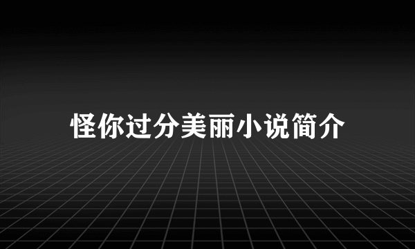 怪你过分美丽小说简介