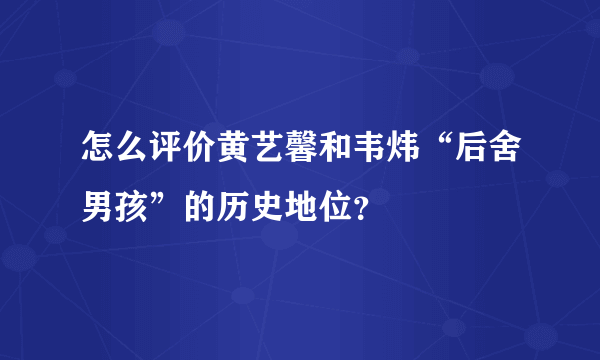 怎么评价黄艺馨和韦炜“后舍男孩”的历史地位？