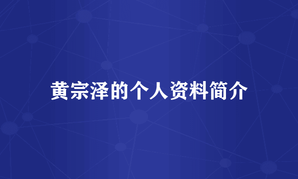 黄宗泽的个人资料简介