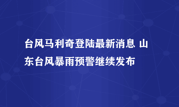 台风马利奇登陆最新消息 山东台风暴雨预警继续发布