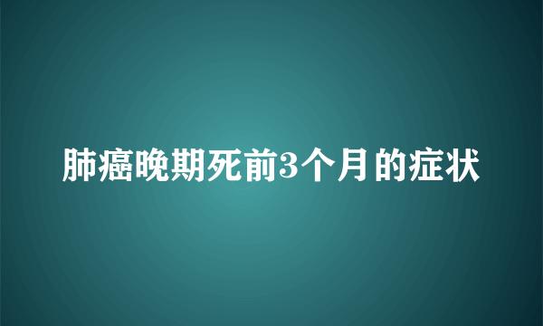 肺癌晚期死前3个月的症状