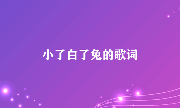 小了白了兔的歌词