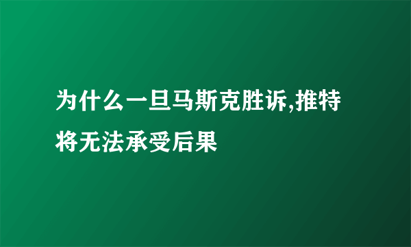 为什么一旦马斯克胜诉,推特将无法承受后果