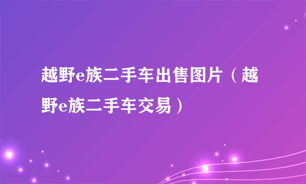 越野e族二手车出售图片（越野e族二手车交易）